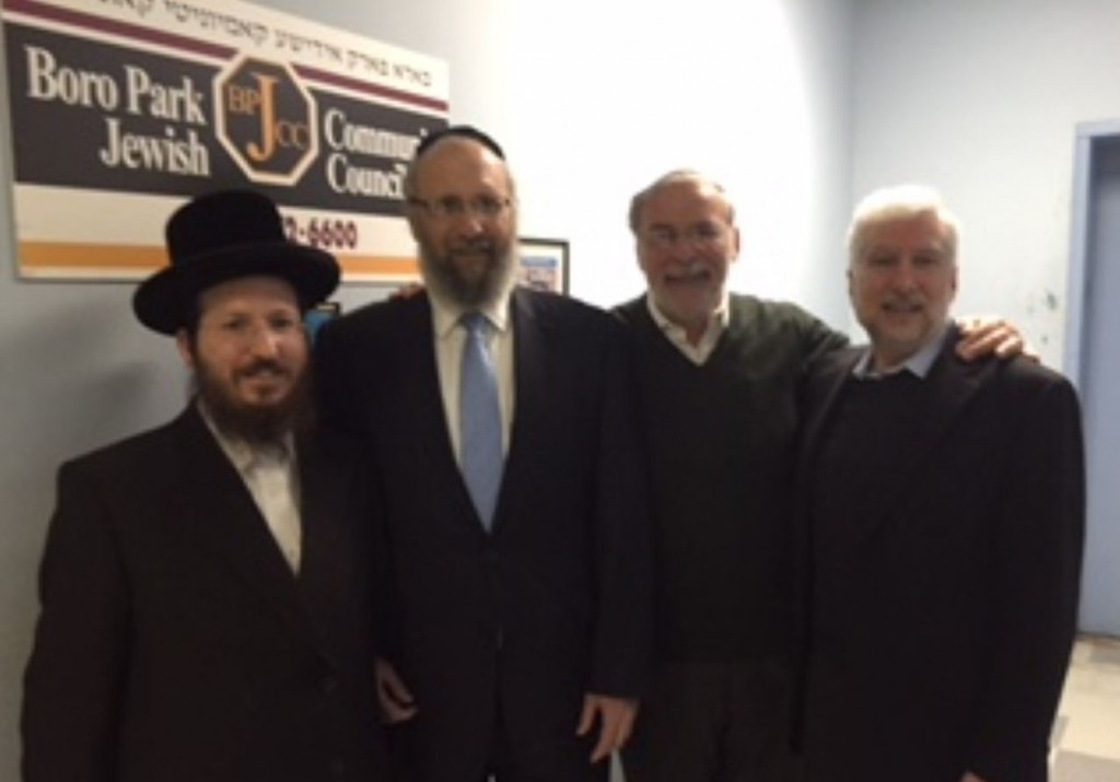 Pesach Greenberg (Yad Ephraim and Board Member JCC), Yeruchim Silber, Assemblyman Hikind,and Isaac Stern.