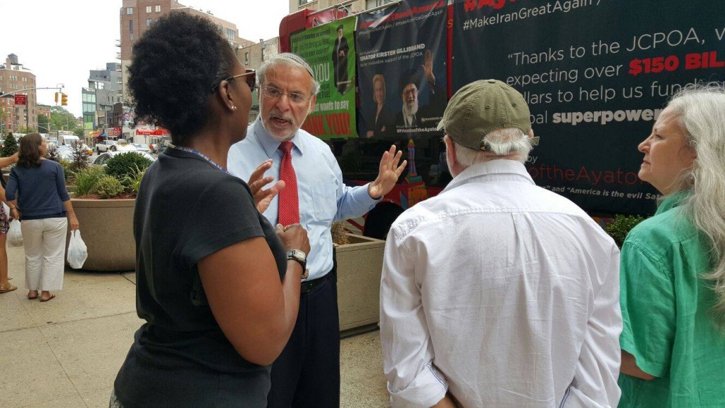 Assemblyman Hikind speaks with citizens about the dangers of the Iran nuclear deal.