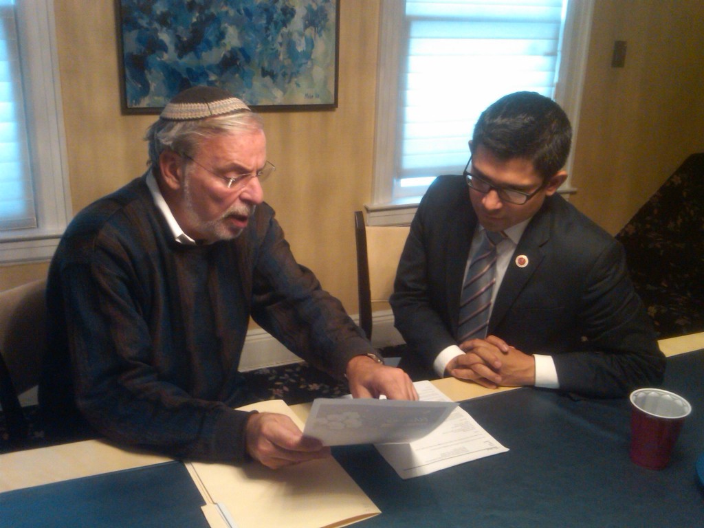 Assemblyman Dov Hikind meeting with Councilman Carlos Menchaca.